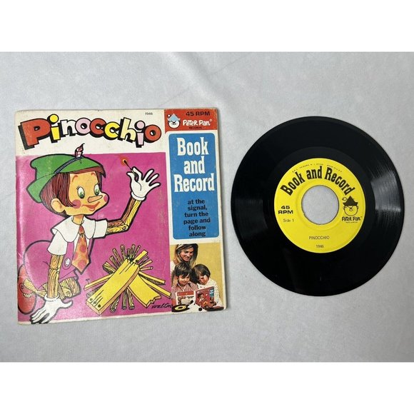 Peter Pan Records - "Pinocchio" - 45 RPM - Vinyl Record And Book - #1946 - Picture 1 of 7